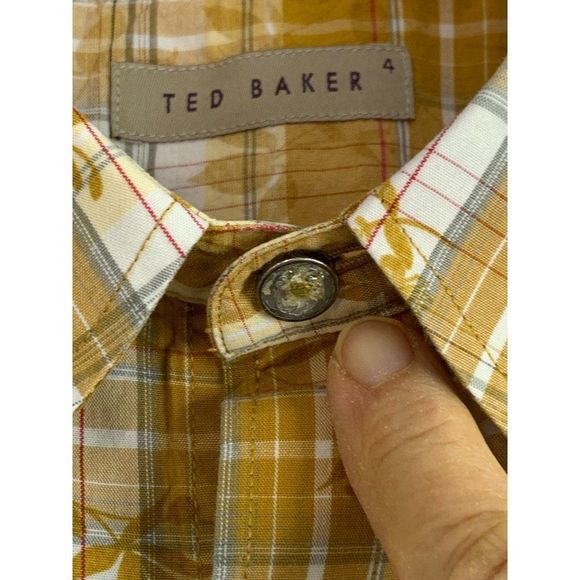 Men’s Ted Baker Rare SAMPLE short sleeve Shirt plaid size 4 Large 6236 - Picture 10 of 11